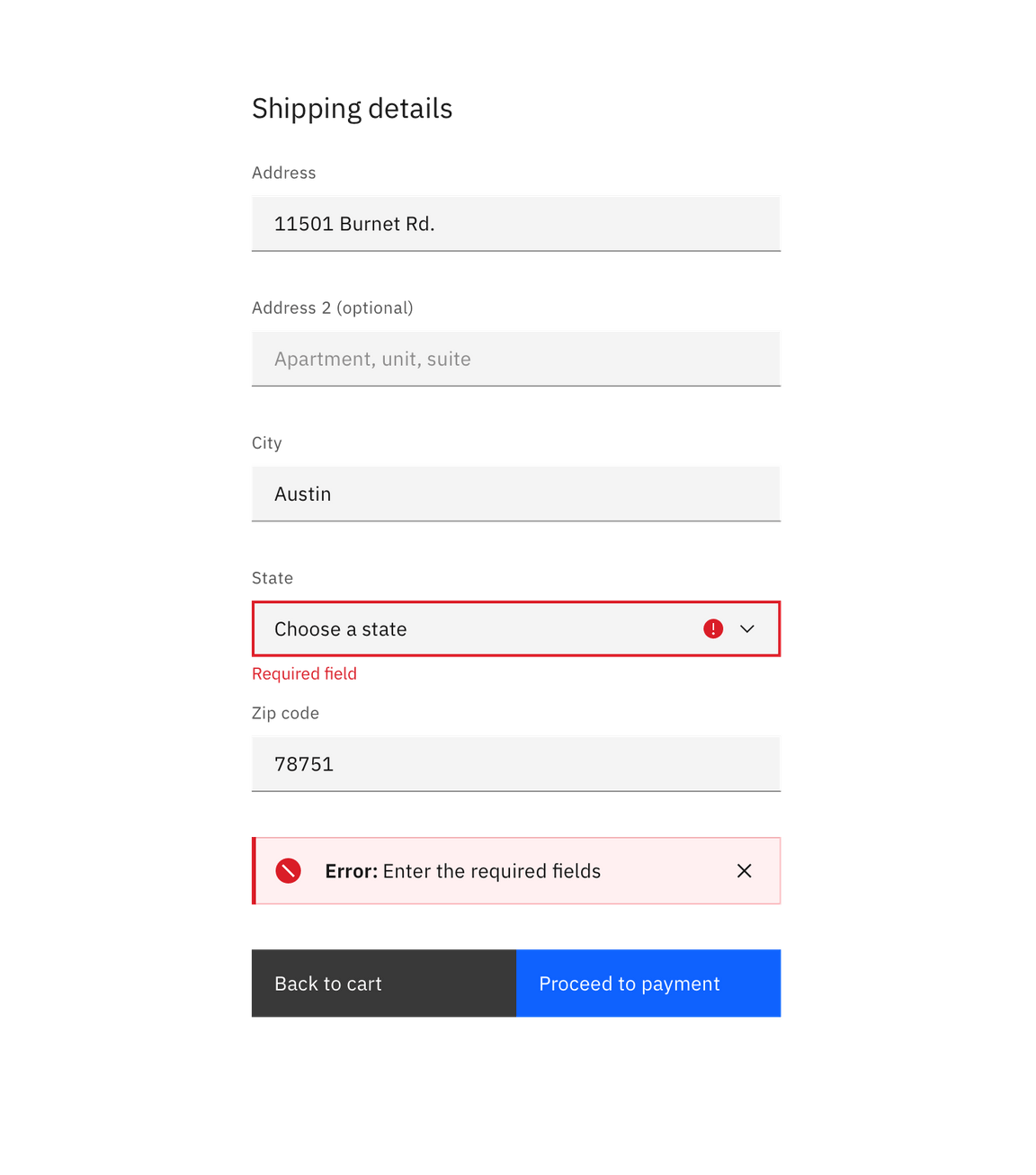 Form example with inline notification