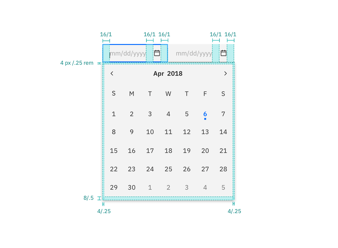 Spacing for date picker
