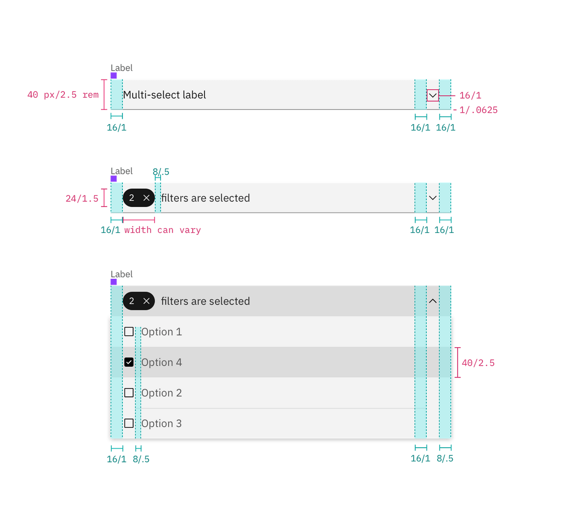 Structure and spacing for a multi-select dropdown