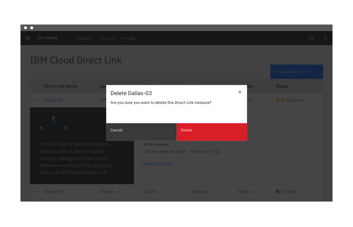 Modal notification in a product